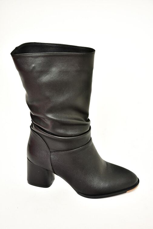 T848243009 Siyah Kalın Topuklu Kadın Bot - Görsel 7