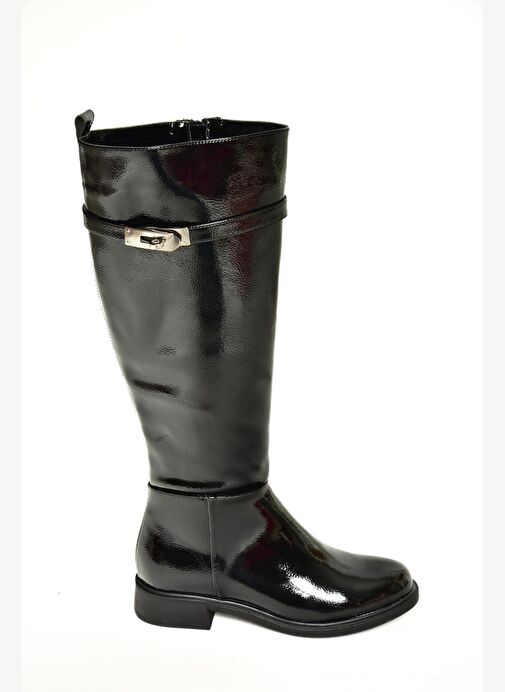 R312225308 Siyah Rugan Klasik Kadın Çizme - Görsel 6