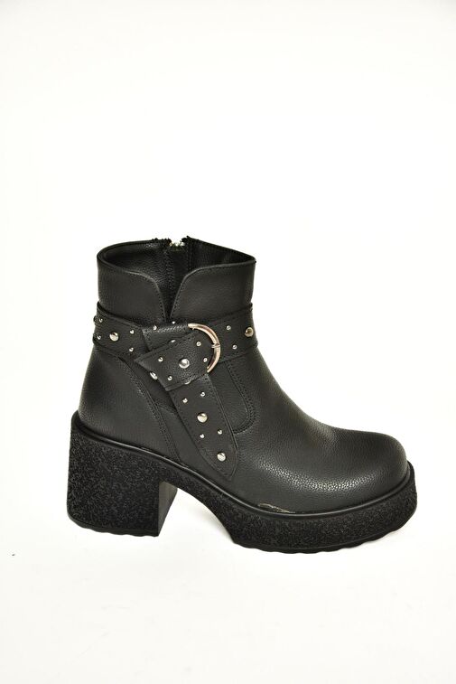 T996227809 Siyah Kalın Topuklu Kadın Bot - Görsel 7