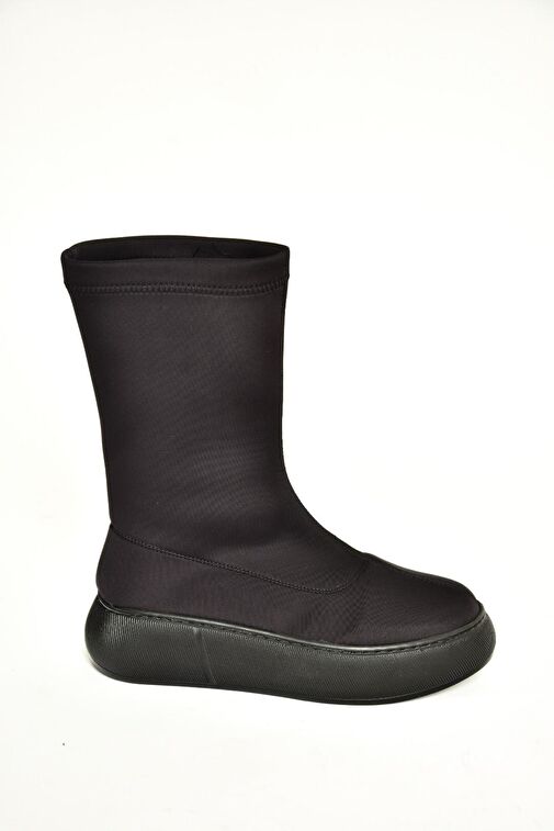 T811230904 Siyah Kumaş Kalın Tabanlı Kadın Bot - Görsel 7