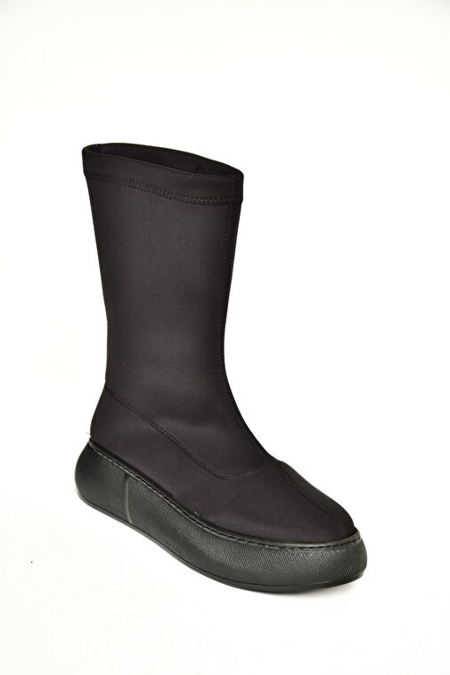 T811230904 Siyah Kumaş Kalın Tabanlı Kadın Bot - Görsel 8