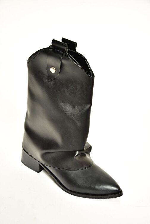 T723972209 Siyah Alçak Topuklu Kadın Bot - Görsel 8