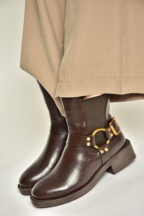 T820881009 Kahverengi Kadın Bot - Görsel 4