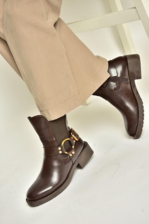 T820881009 Kahverengi Kadın Bot - Görsel 5
