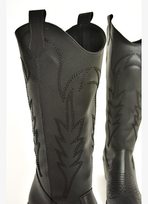 T404401209 Siyah Kovboy Model Kadın Çizme - Görsel 6