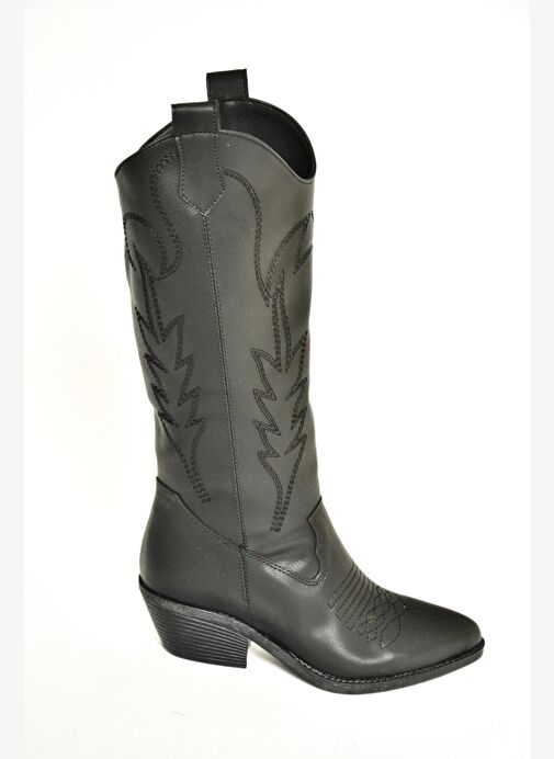 T404401209 Siyah Kovboy Model Kadın Çizme - Görsel 7