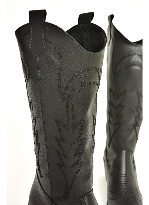 T404401209 Siyah Kovboy Model Kadın Çizme - Görsel 10