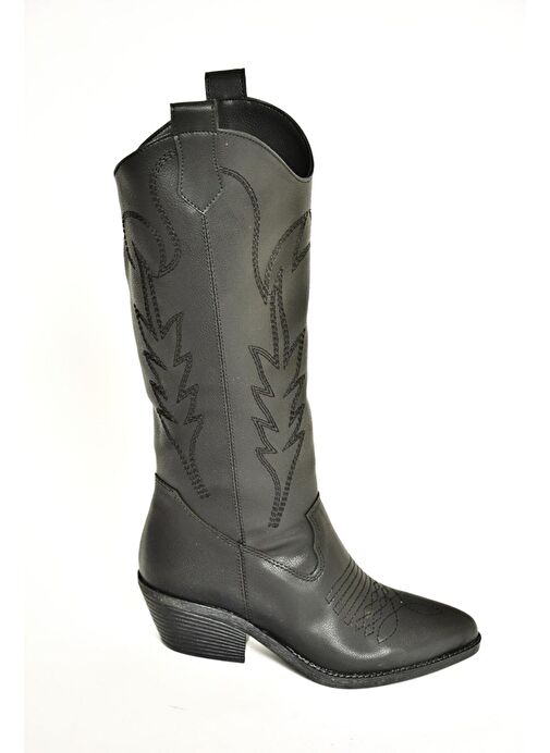 T404401209 Siyah Kovboy Model Kadın Çizme - Görsel 13