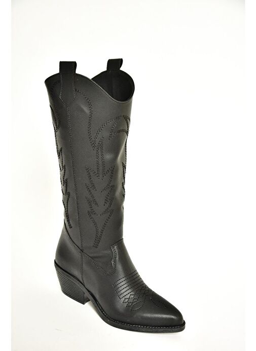 T404401209 Siyah Kovboy Model Kadın Çizme - Görsel 16