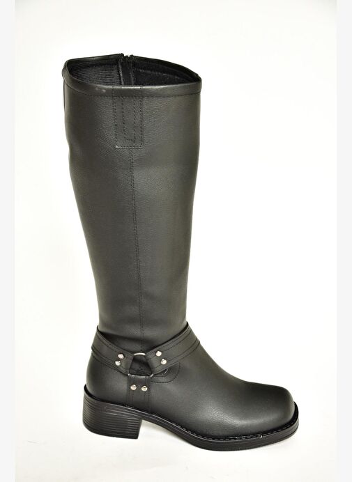 T404550009 Siyah Alçak Topuklu Kadın Çizme - Görsel 6