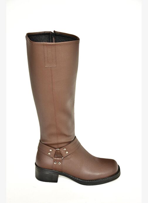 T404550009 Kahverengi Alçak Topuklu Kadın Çizme - Görsel 6