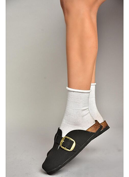 T777589002 Siyah Süet Kadın Terlik - Görsel 3