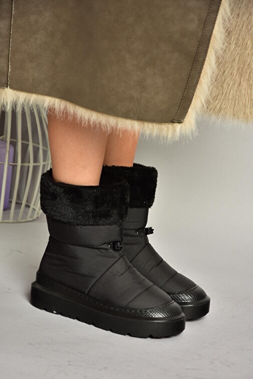 T476434004 Siyah Kumaş Kadın Bot - Görsel 3