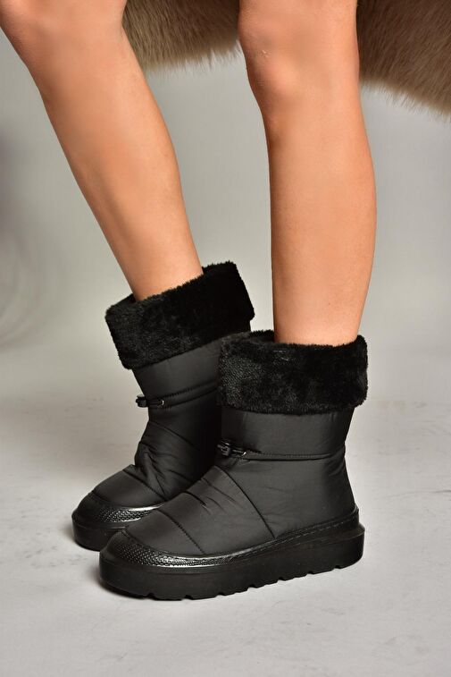 T476434004 Siyah Kumaş Kadın Bot - Görsel 4