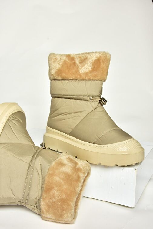 T476434004 Bej Kumaş Kadın Bot - Görsel 7