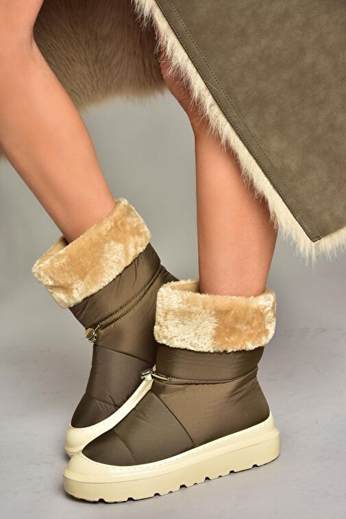 T476434004 Haki Kumaş Kadın Bot - Görsel 2