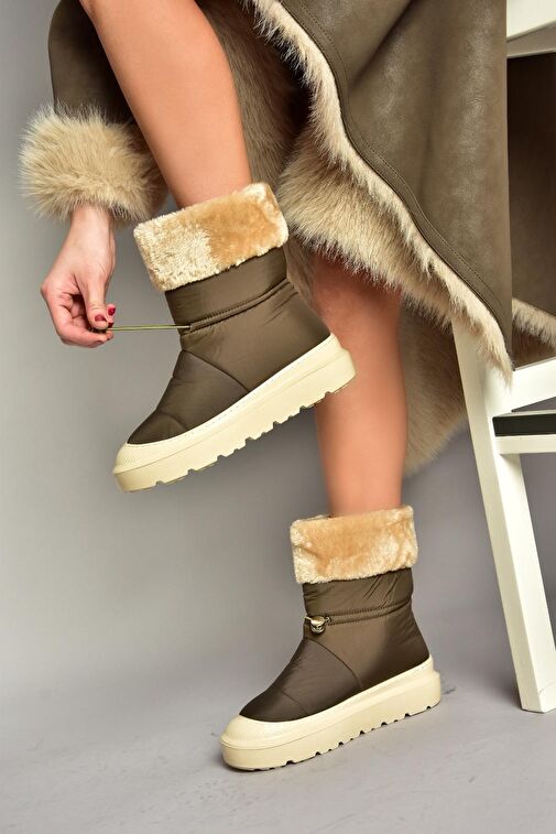 T476434004 Haki Kumaş Kadın Bot - Görsel 3