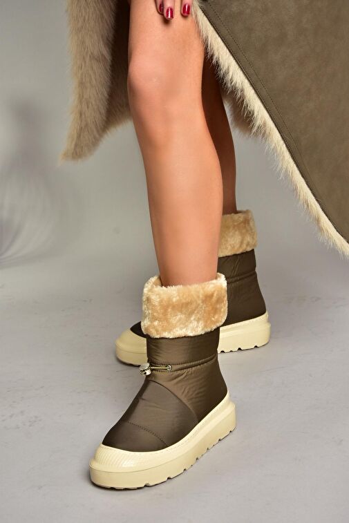 T476434004 Haki Kumaş Kadın Bot - Görsel 5