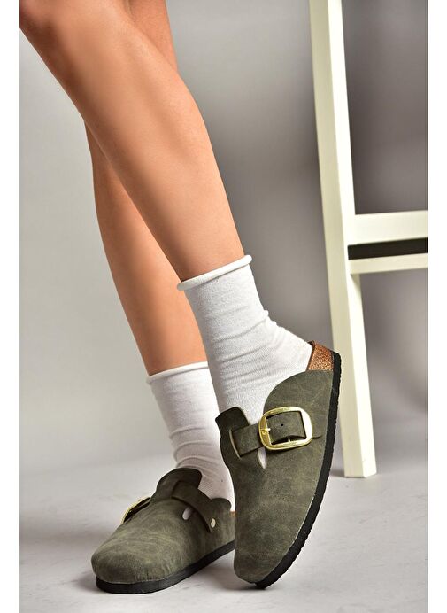 T777589002 Haki Süet Kadın Terlik - Görsel 2