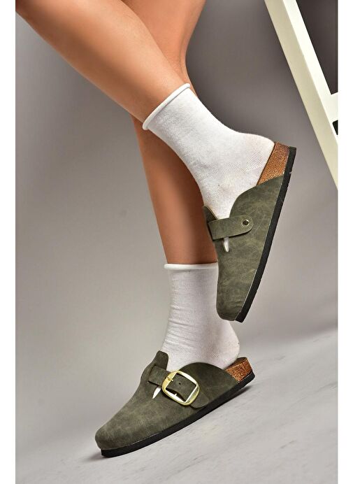 T777589002 Haki Süet Kadın Terlik - Görsel 3