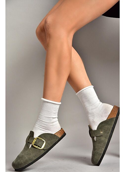 T777589002 Haki Süet Kadın Terlik - Görsel 4