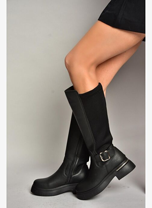 T996332009 Siyah Dalgıç Kumaş Klasik Çizme - Görsel 4