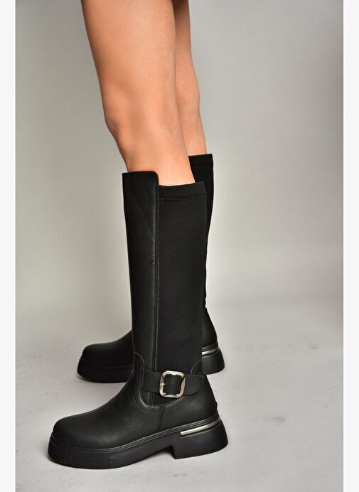 T996332009 Siyah Dalgıç Kumaş Klasik Çizme - Görsel 3