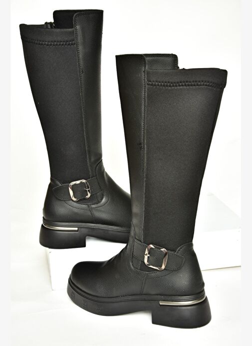 T996332009 Siyah Dalgıç Kumaş Klasik Çizme - Görsel 6