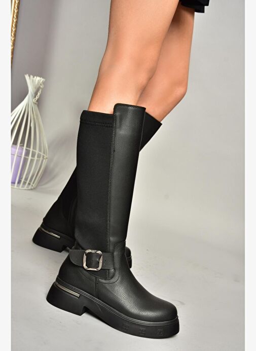 T996332009 Siyah Dalgıç Kumaş Klasik Çizme - Görsel 5