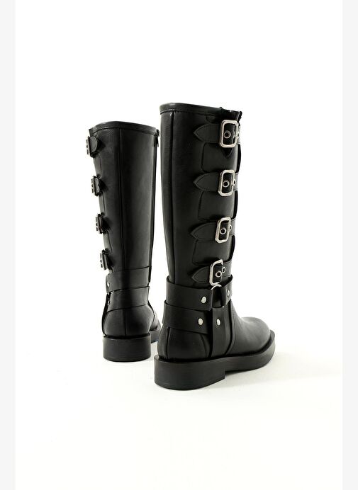 T973570209 Siyah Kalın Tabanlı Kadın Çizme - Görsel 6