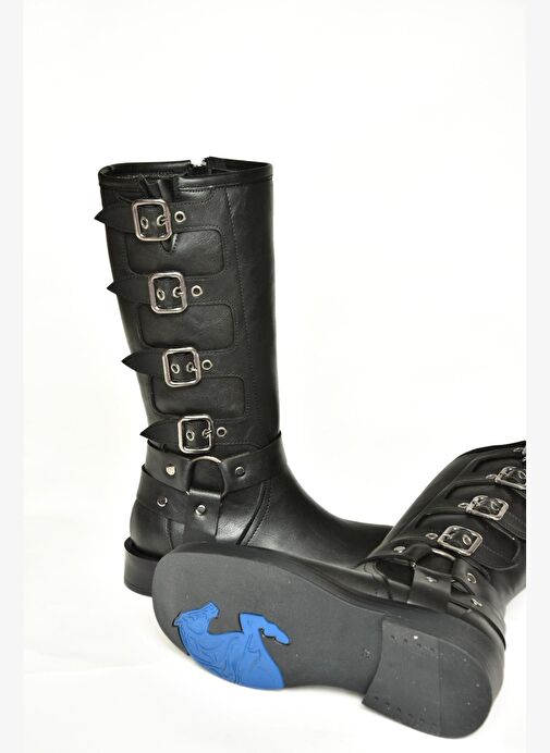 T973570209 Siyah Kalın Tabanlı Kadın Çizme - Görsel 8