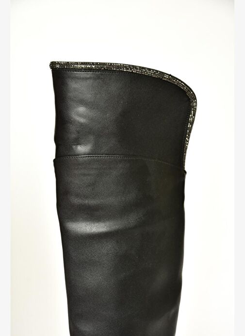 T848643509 Siyah Taş Detaylı Kadın Çizme - Görsel 8