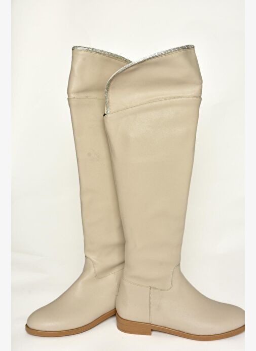 T848643509 Bej Taş Detaylı Kadın Çizme - Görsel 6