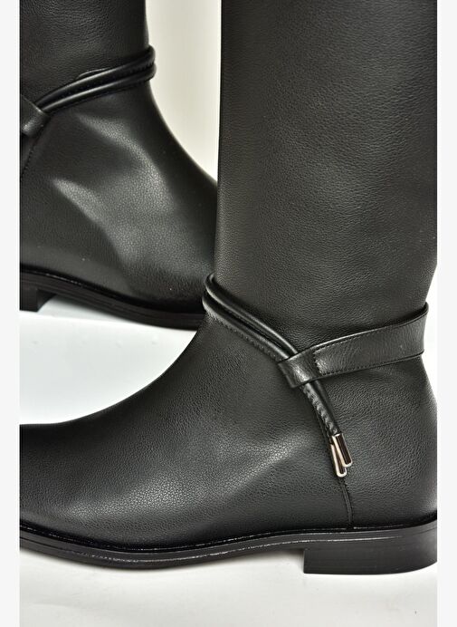 T820109109 Siyah Düz Klasik Kadın Çizme - Görsel 7