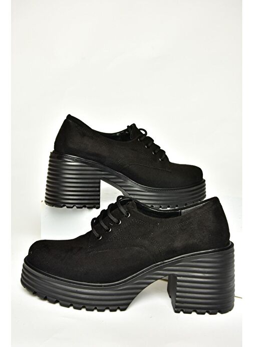 Fox Shoes Siyah Kadın Süet Topuklu Ayakkabı 13142 - Görsel 6