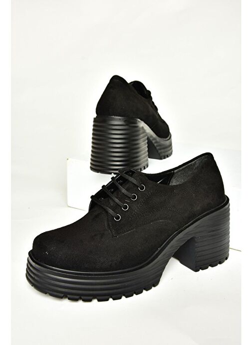 Fox Shoes Siyah Kadın Süet Topuklu Ayakkabı 13142 - Görsel 7
