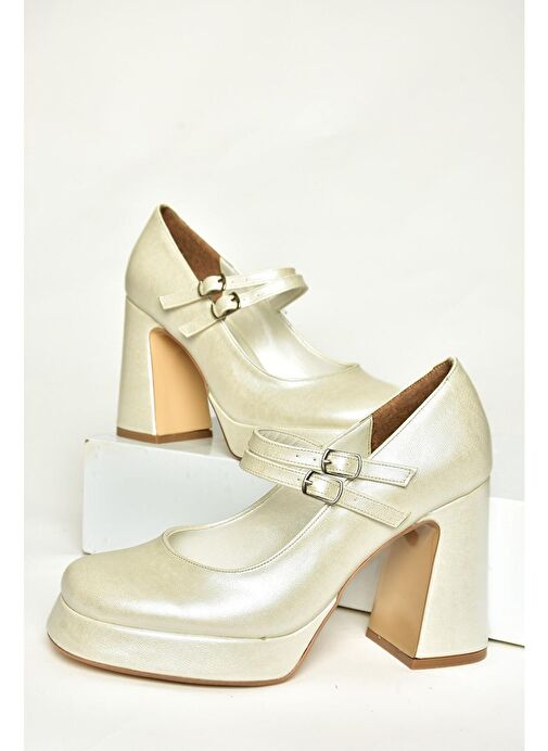 T569613309 Sedef Kalın Topuklu Kadın Ayakkabı - Görsel 5