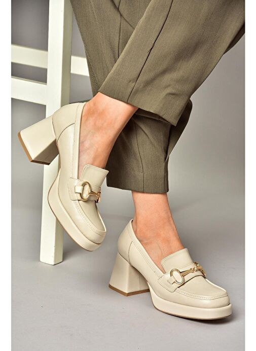 Fox Shoes Bej Kadın Topuklu Ayakkabı 13187 - Görsel 5