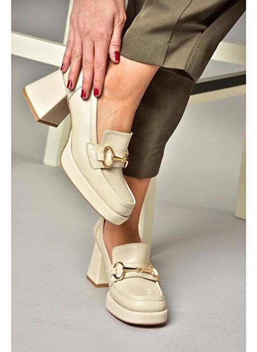 Fox Shoes Bej Kadın Topuklu Ayakkabı 13187 - Görsel 6