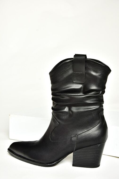 T296713009 Siyah Kalın Topuklu Kadın Bot - Görsel 7