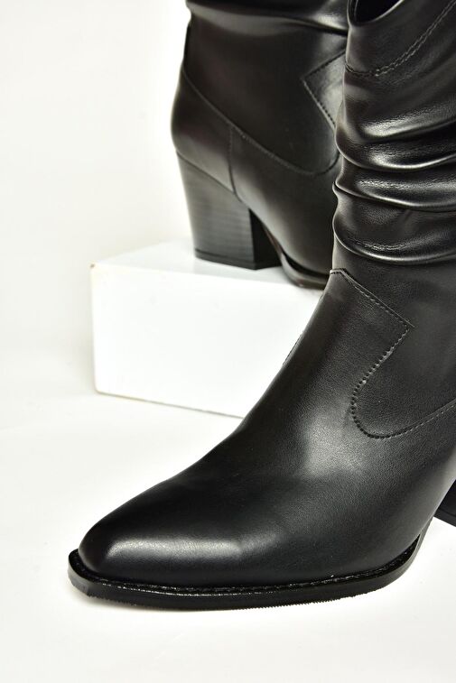 T296713009 Siyah Kalın Topuklu Kadın Bot - Görsel 8