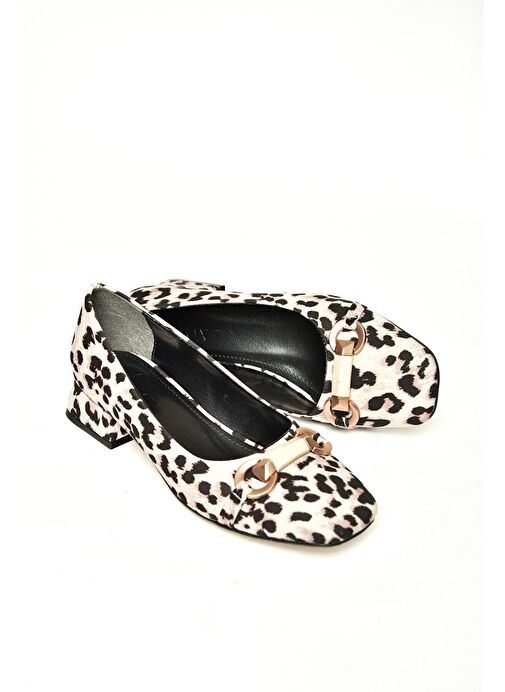 T590229604 Bej Kumaş Alçak Topuklu Kadın Ayakkabı - Görsel 6