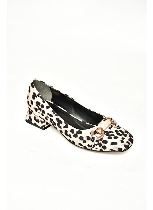 T590229604 Bej Kumaş Alçak Topuklu Kadın Ayakkabı - Görsel 8