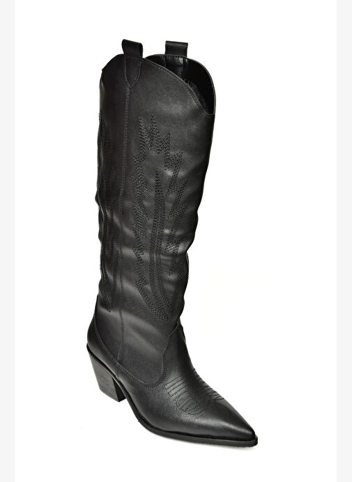 T267765209 Siyah Kovboy Model Kadın Çizme - Görsel 7