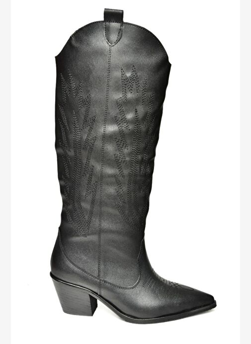 T267765209 Siyah Kovboy Model Kadın Çizme - Görsel 6