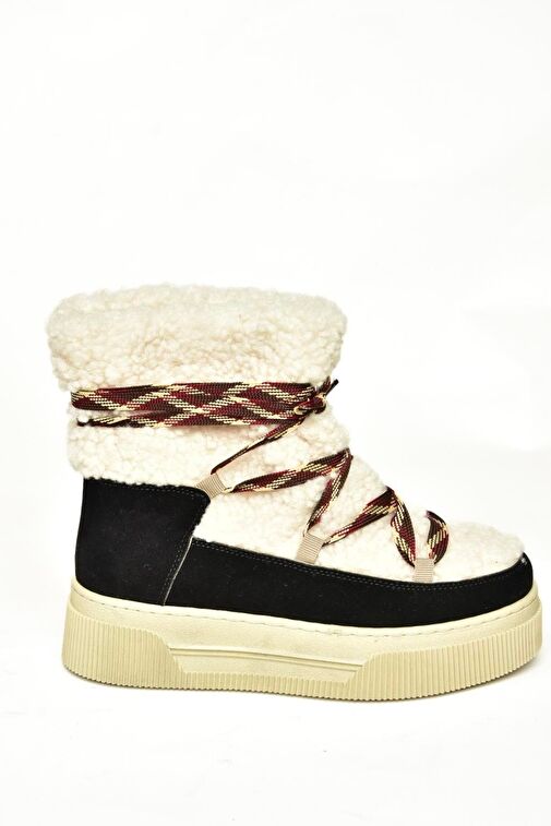 T476500702 Siyah Süet Kalın Tabanlı Kadın Bot - Görsel 7