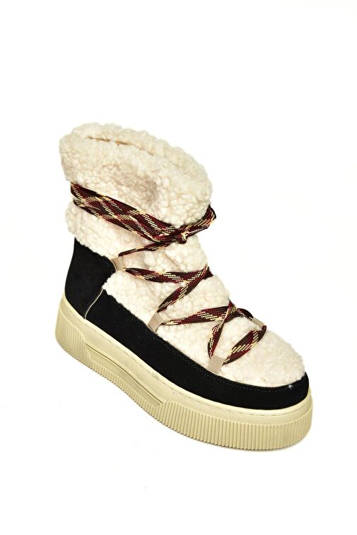 T476500702 Siyah Süet Kalın Tabanlı Kadın Bot - Görsel 8