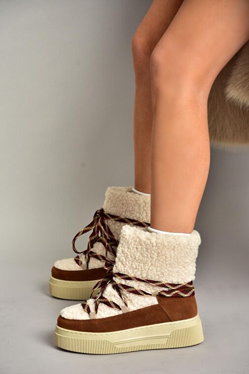 T476500702 Taba Süet Kalın Tabanlı Kadın Bot - Görsel 2