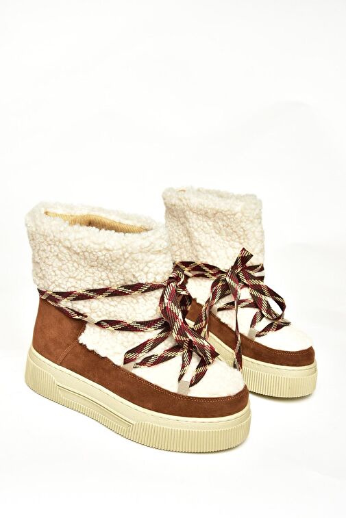 T476500702 Taba Süet Kalın Tabanlı Kadın Bot - Görsel 6