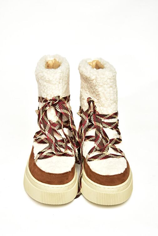 T476500702 Taba Süet Kalın Tabanlı Kadın Bot - Görsel 9